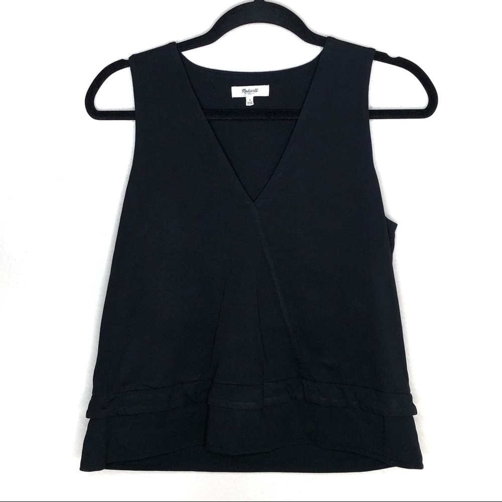 Madewell 100% Cotton Black Faux Wrap Tank Small
